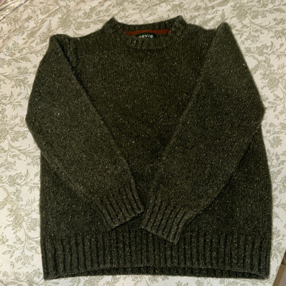 Orvis Large Youth Green Cashmere Sweater